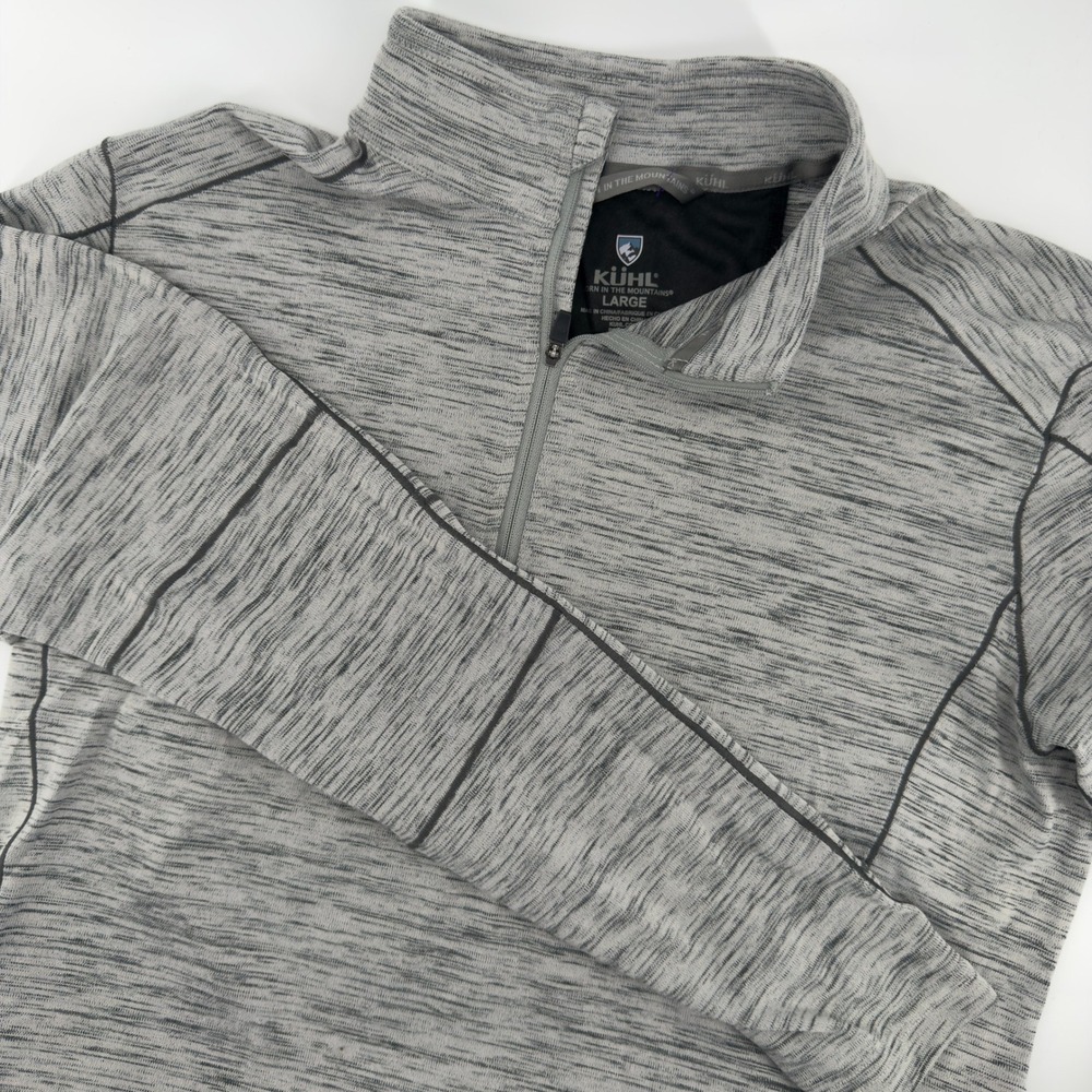 Kuhl Mens Gray Space Dye Quarter Zip Pullover Sweater Large